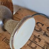 Stoneware and rattan lamp