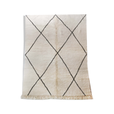 Moroccan Berber carpet Beni Ouarain unbleached with black diamonds 293x212cm