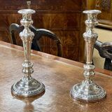 Pair of silver-plated metal candlesticks from the early 20th century