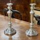 Pair of silver-plated metal candlesticks from the early 20th century