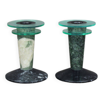 Candle holders in marble and plexiglass 80s