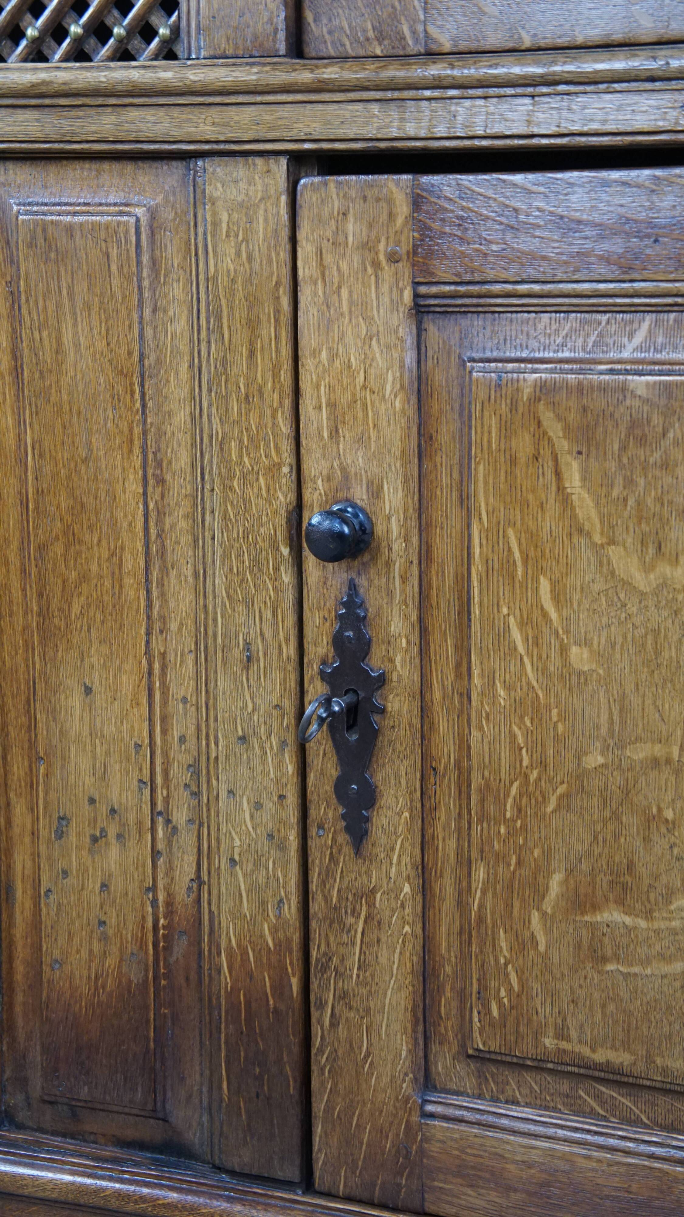 Antique oak bread cabinet from the late 17th century with working locks