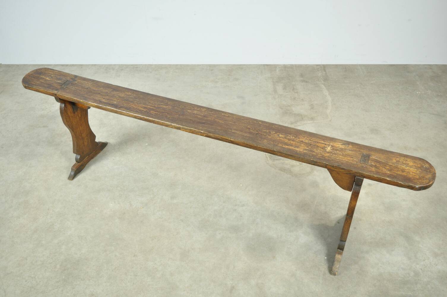 HANDMADE antique wooden French farmhouse bench, 1930s