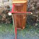 Vintage children's desk 2 places wood and metal with its 2 chairs.