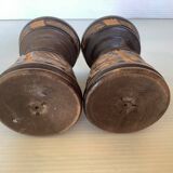Pair of carved wooden candlesticks