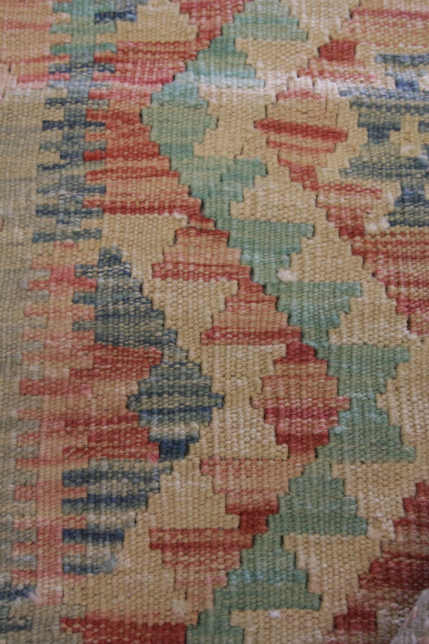 Tapis traditionnel oriental Kilim fait à la main laine beige géométrique Kilim- 60x89cm