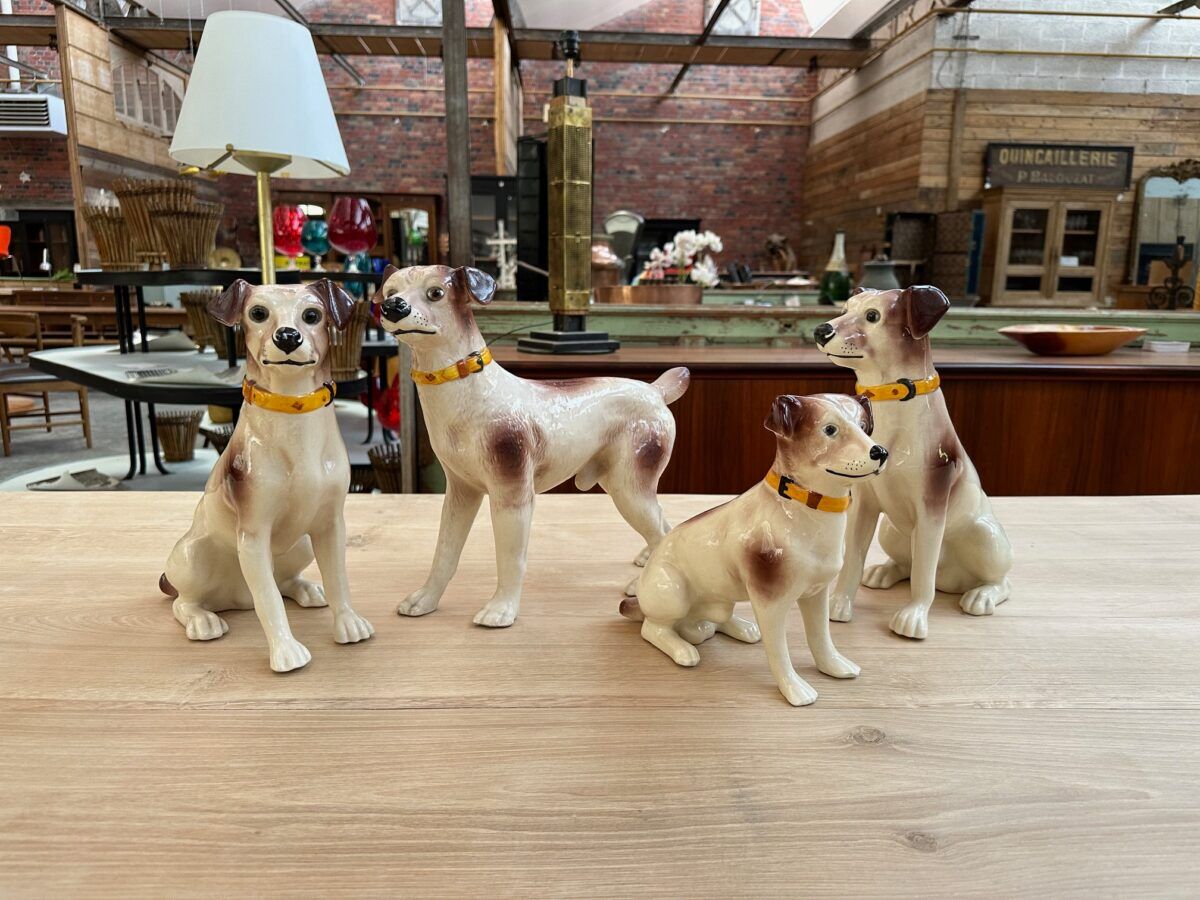 Series of ceramic dogs from Desvres