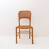 Vintage organic style chair in faux bamboo and caning - 1960s