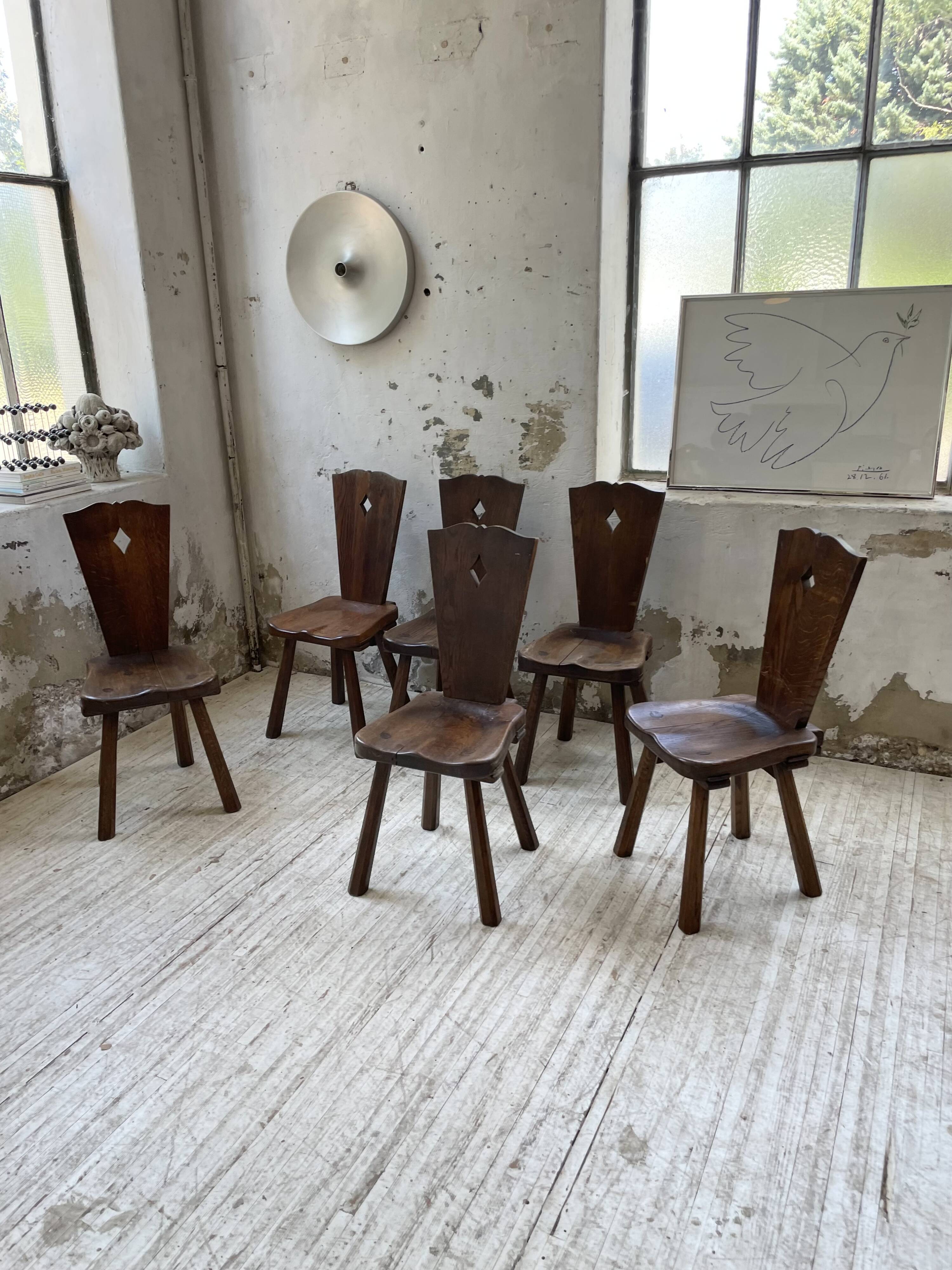 Chaises chêne massif chapo savoyarde art populaire
