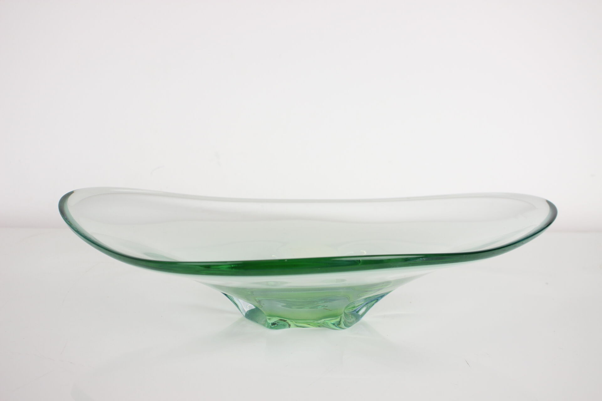 Mid-century art glass big bowl by zelezno borske sklo, 1960's