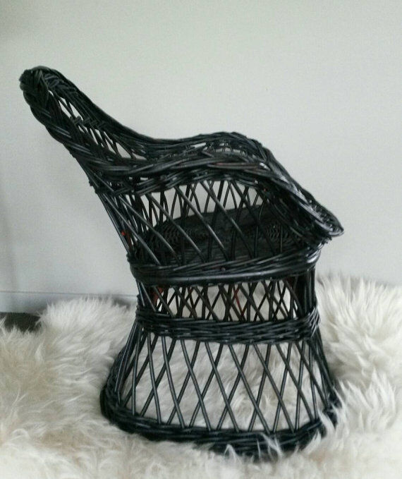 Child black rattan chair