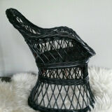 Fauteuil enfant en rotin noir