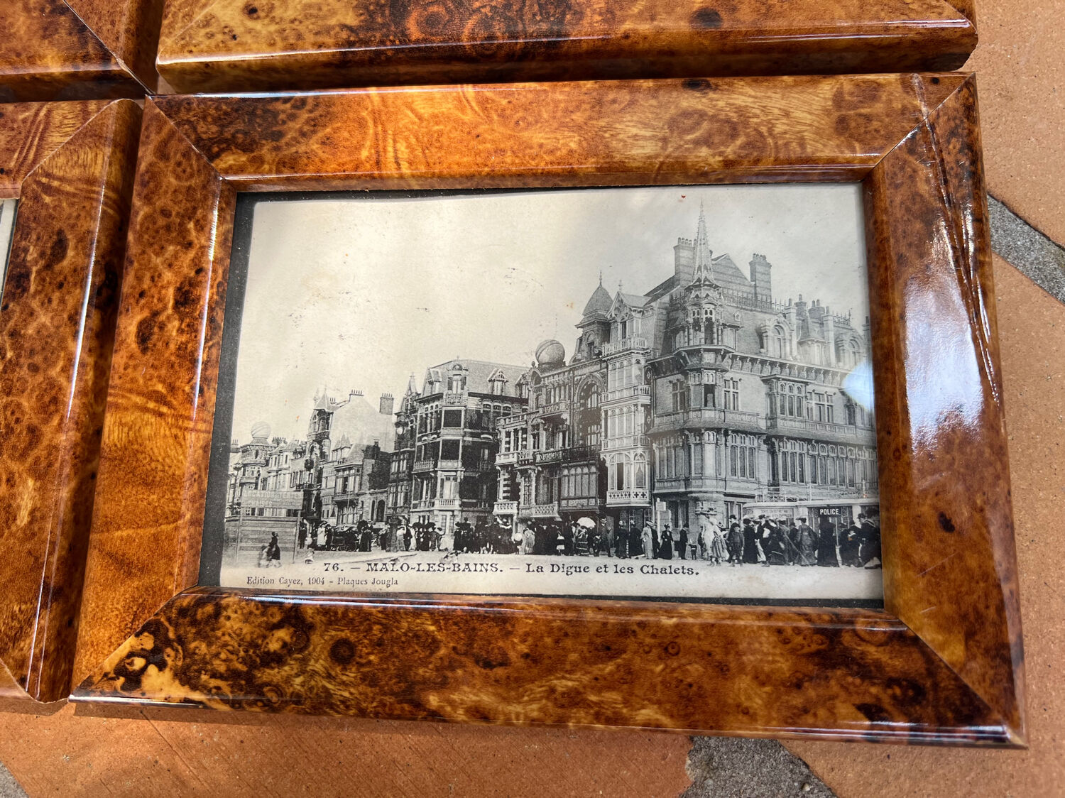Set of 4 old postcard frames