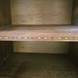 Enfilade en bois foncé et finitions laiton pieds compas