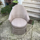Fauteuil crapaud en toile vintage 1970