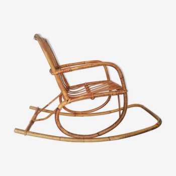 Rocking-chair en rotin, pour enfant, années 60/70