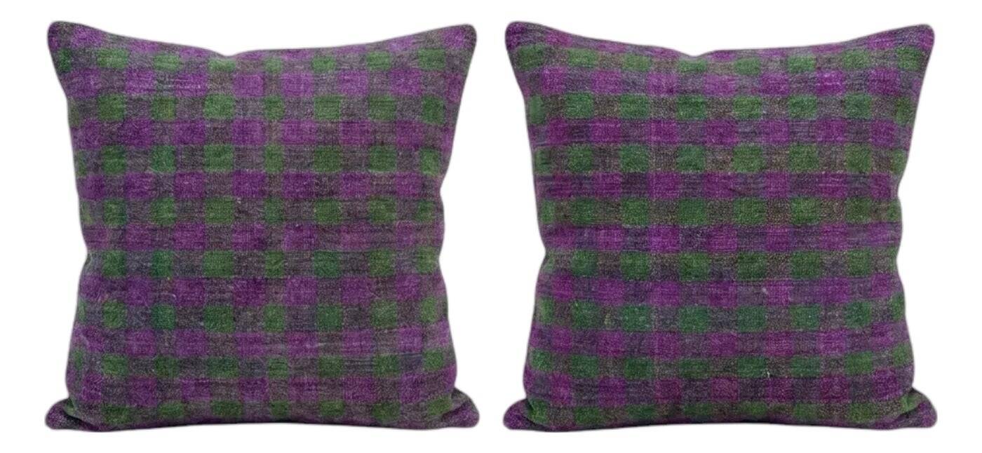 Set of 2 vintage kilim cushion covers 41x41 cm