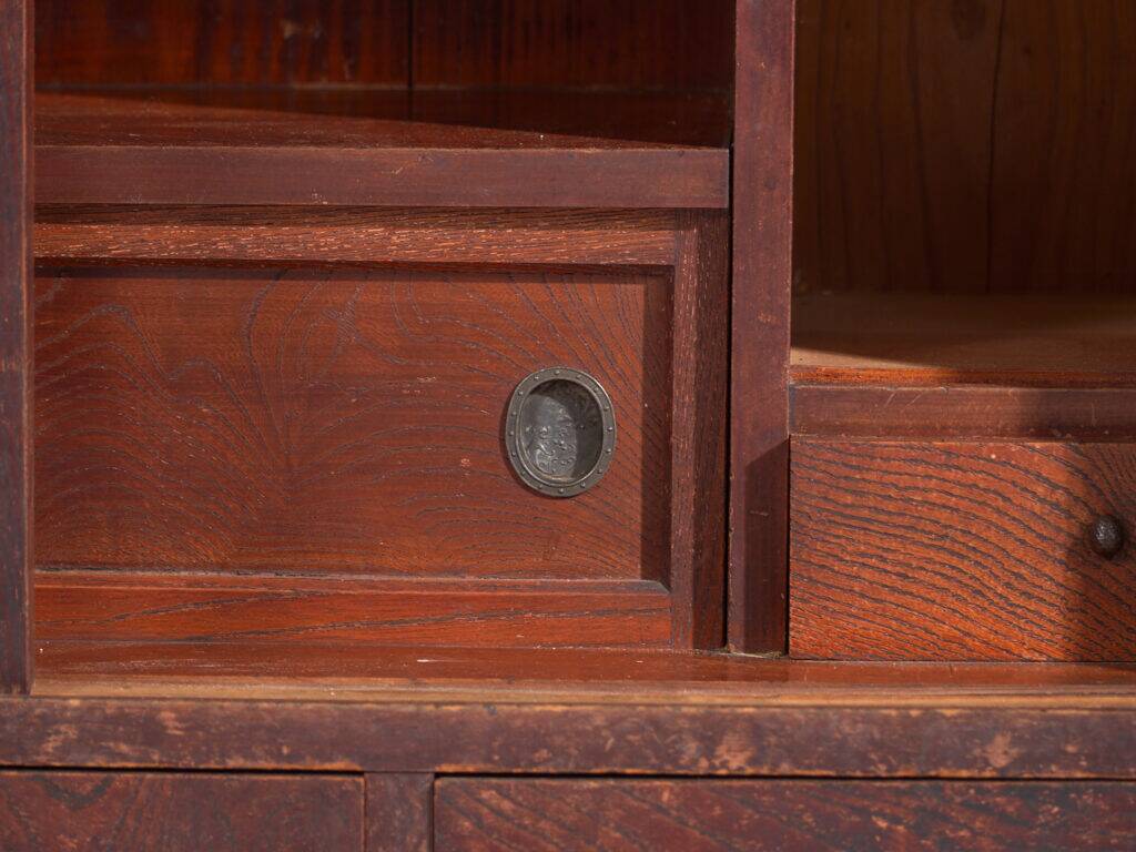 Antique Japanese display cabinet with sliding glass doors – Taishō–Shōwa period (circa 1920–1950)