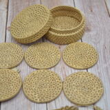 Set of 6 wicker coasters with their storage box