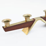 Teak two-arm candlestick, Denmark, 1970s