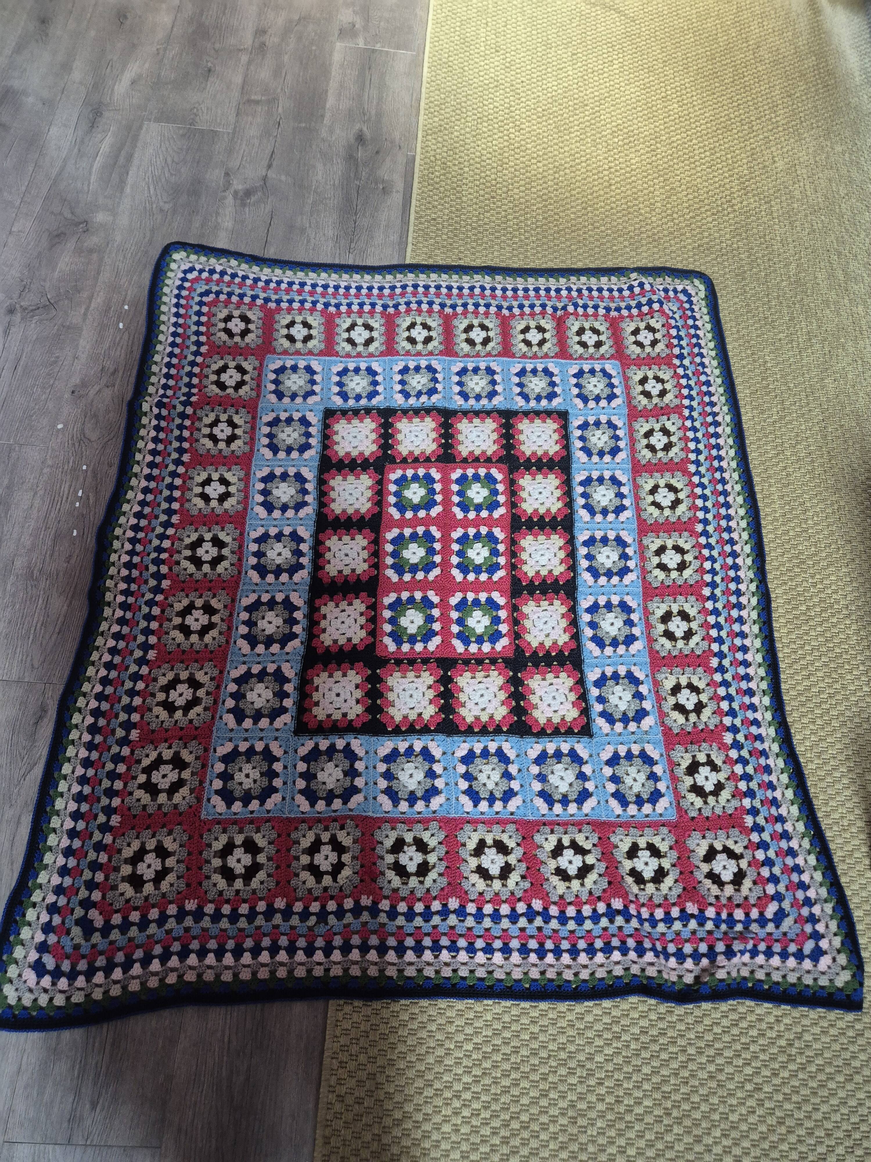 vintage crochet bedspread made of granny squares
