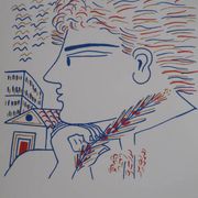 Alekos Fassianos: Olympic Games, winning athlete, signed lithograph.