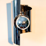 Pair of twisted wall lamps, chromed steel, year 70