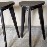 Paire de sellettes tripodes anciennes patine noire