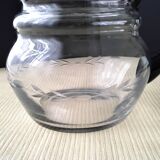 Water jug, blown glass carafe. Delicate engraved decoration