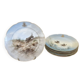 Ancienne 6x Assiette Porcelaine Sèvres Lahore & Panier XIXème 19ème Chasse