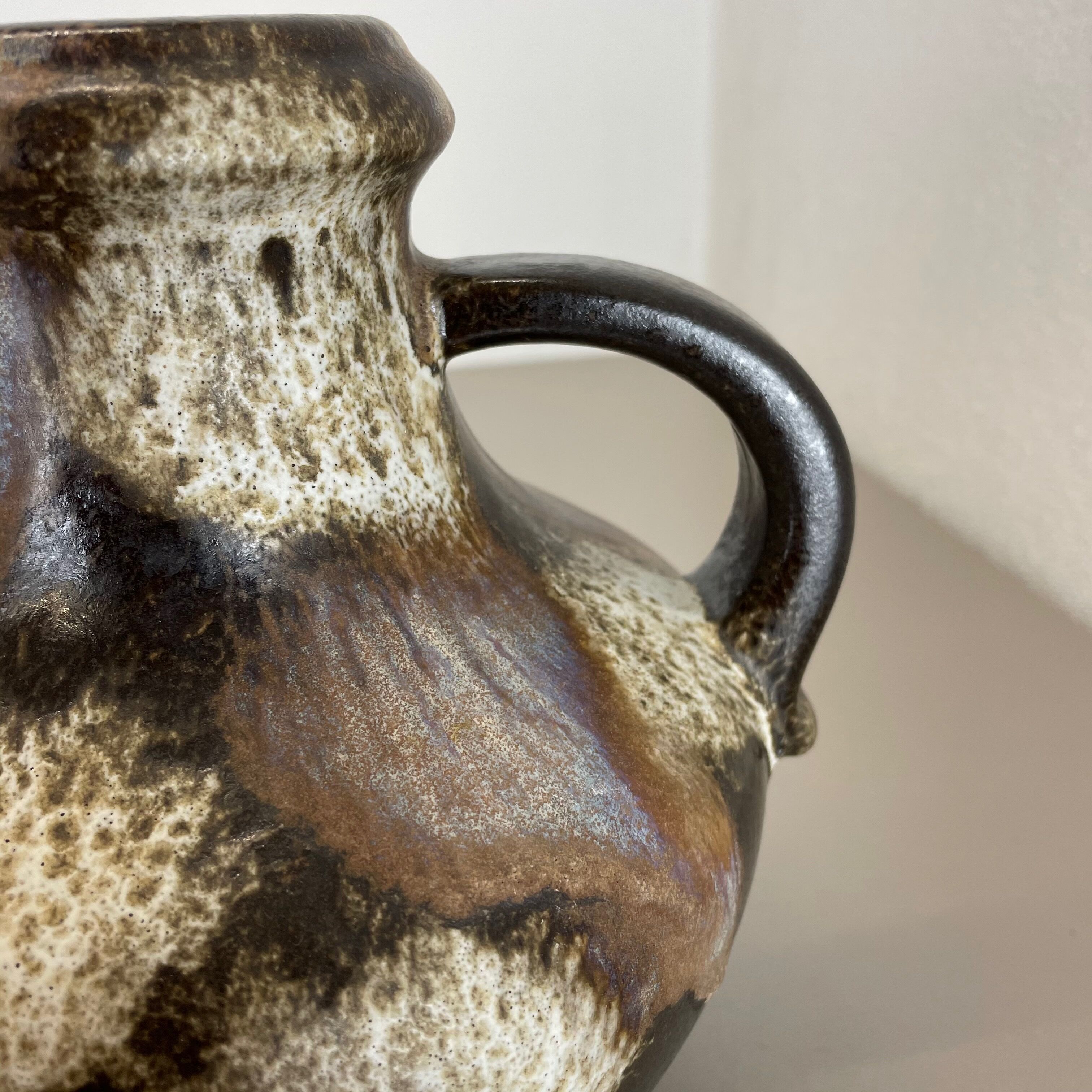 Set of Two Pottery Fat Lava Vases "Multi-Color" by Scheurich, Germany, 1970s