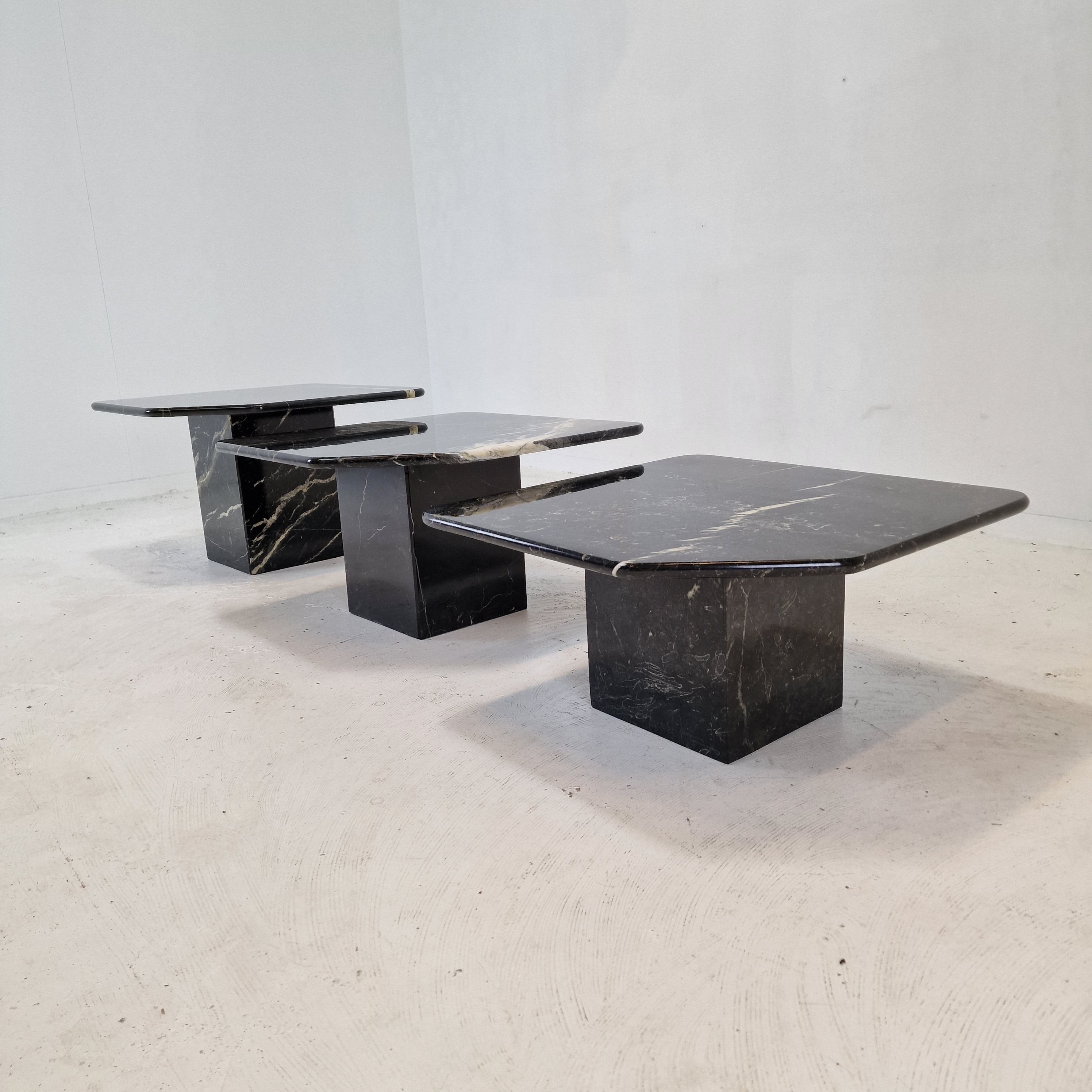 Set of 3 Italian Marble Coffee or Side Tables, 1970s