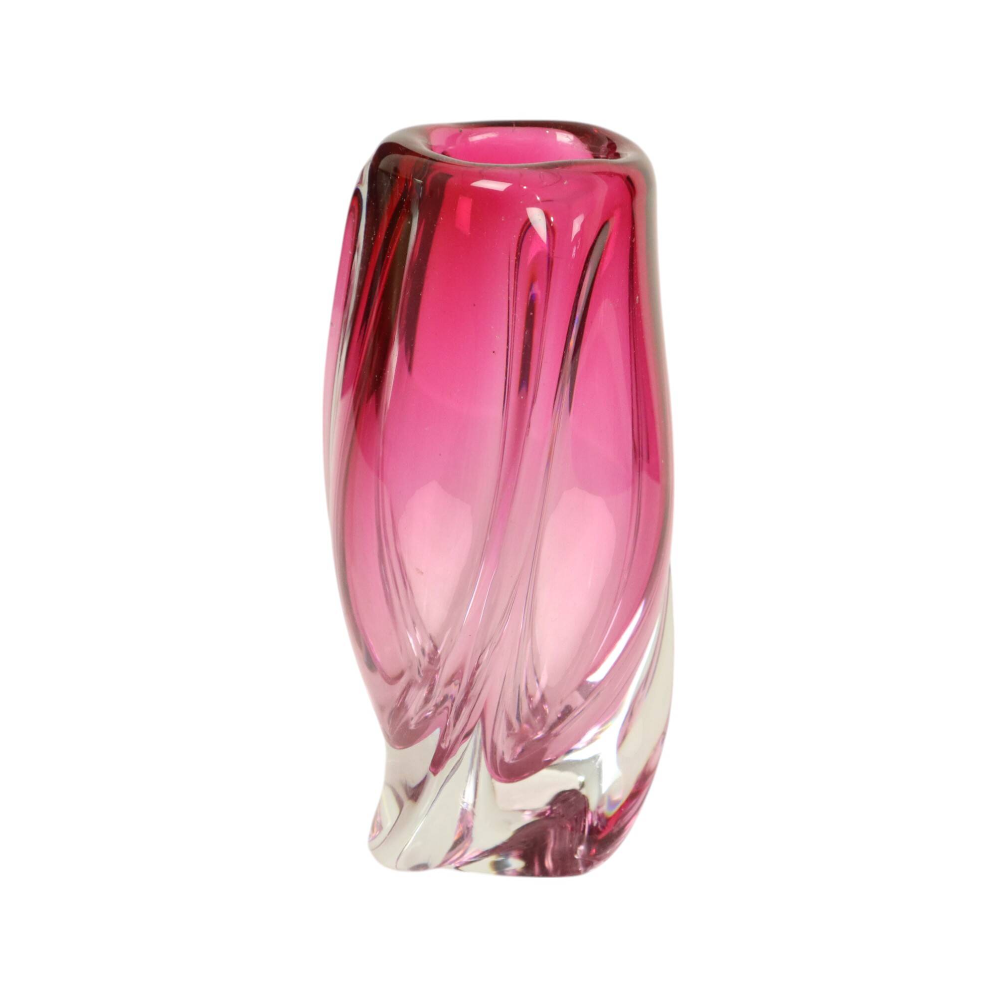 Small Purple Vase Val Saint Lambert René Delvenne Design 20cm