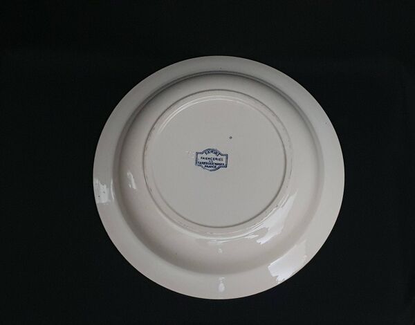 Plat creux rond ''Favori'' Sarreguemines bleu