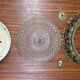 Vintage ancien plafonnier en verre et laiton cisele 2 lumieres  dos tole