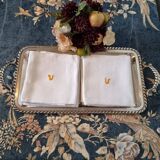 8 Anagram “V” Orange cotton fabric napkins