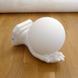 Vintage wall lamp with outstretched hand & opaline globe