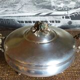 Alpaca silver metal serving dish with flowers