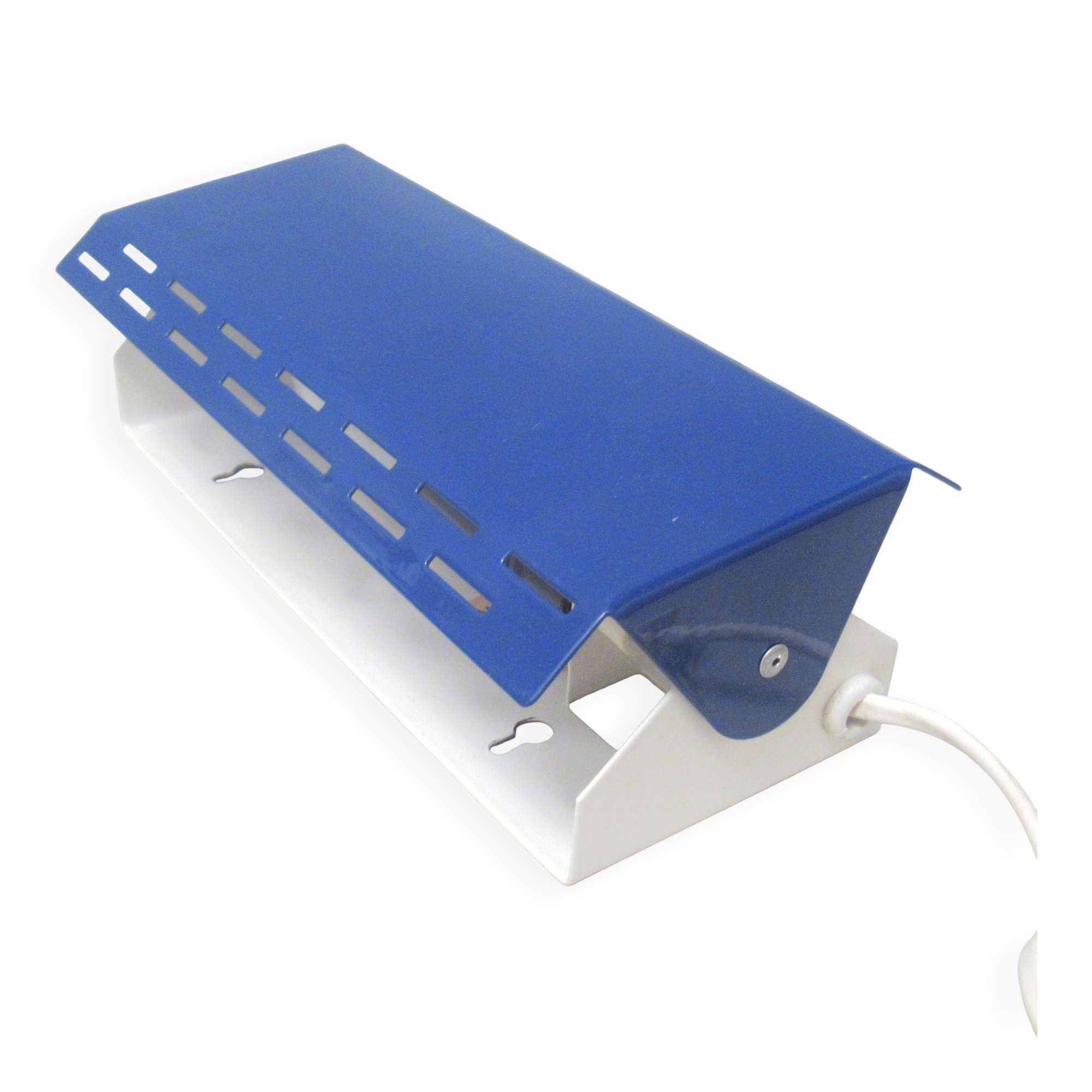 Modernist wall light with a blue pivoting shade from the 1960s.