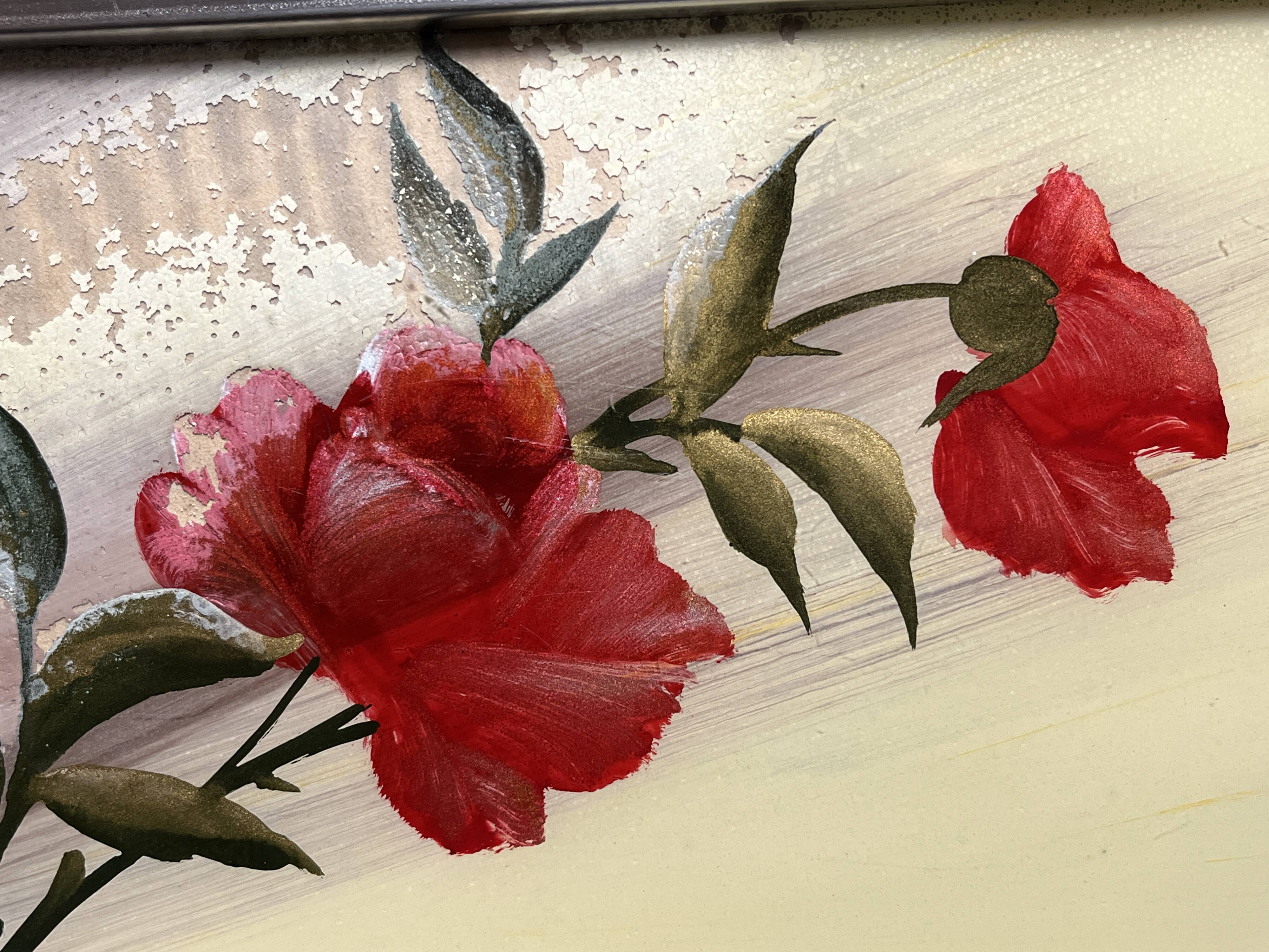 Art Deco, gouache tray under glass, black wood handles, circa 1930