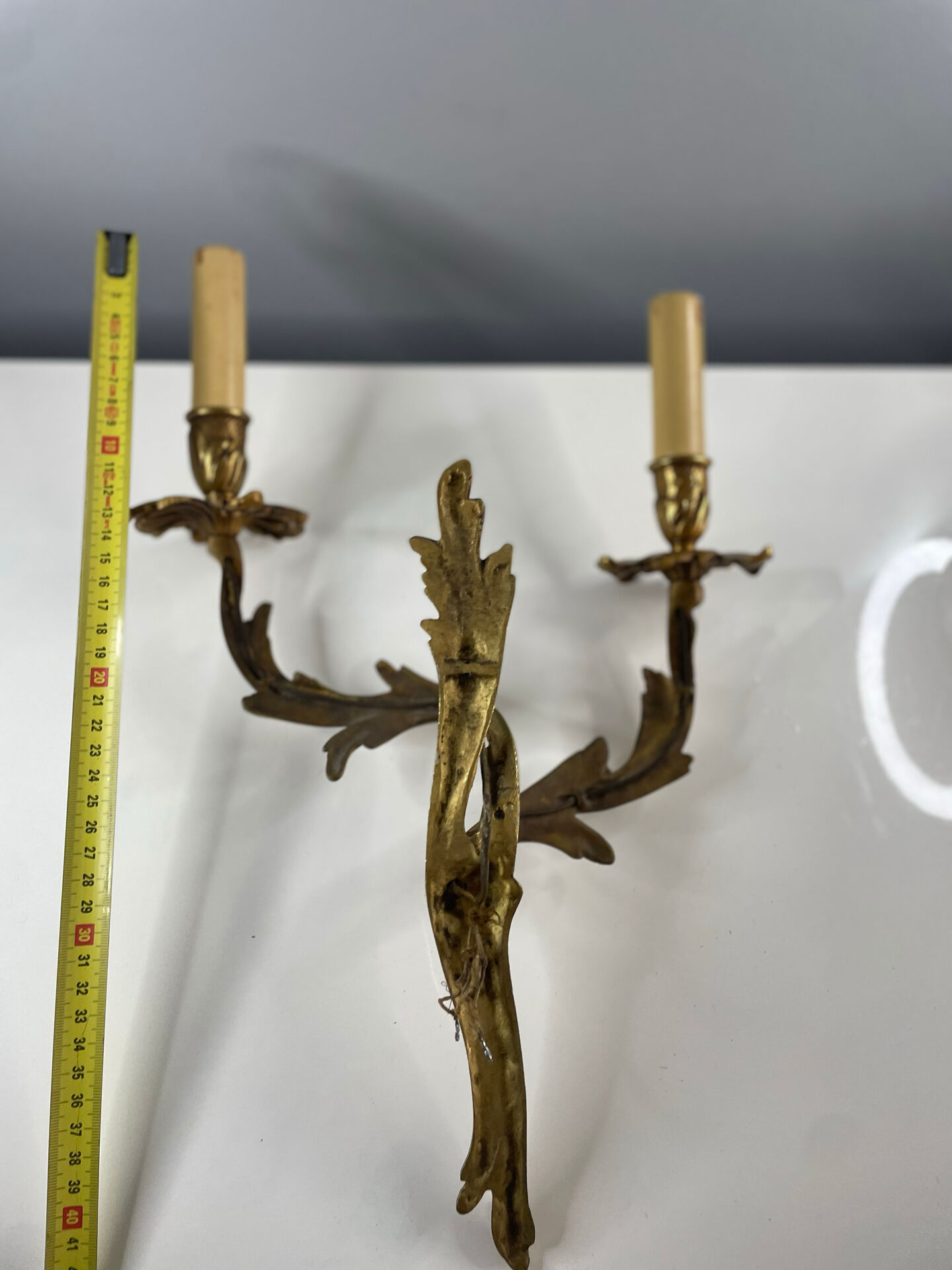 2 antique wall sconces in gilded bronze, Louis XV style