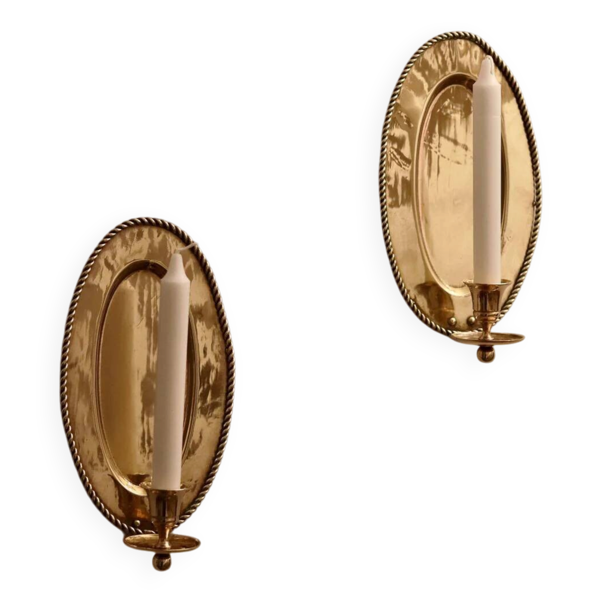 Pair Of Mid Century Swedish Brass Sconces