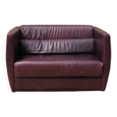 Canapé 2 places en cuir bordeaux par Christophe Delcourt pour Roche-Bobois