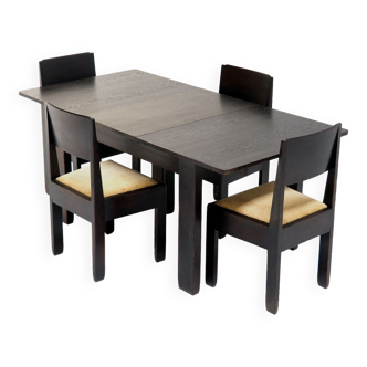 XXL Table with Matching Chairs by L.O.V. The Netherlands, 1920s
