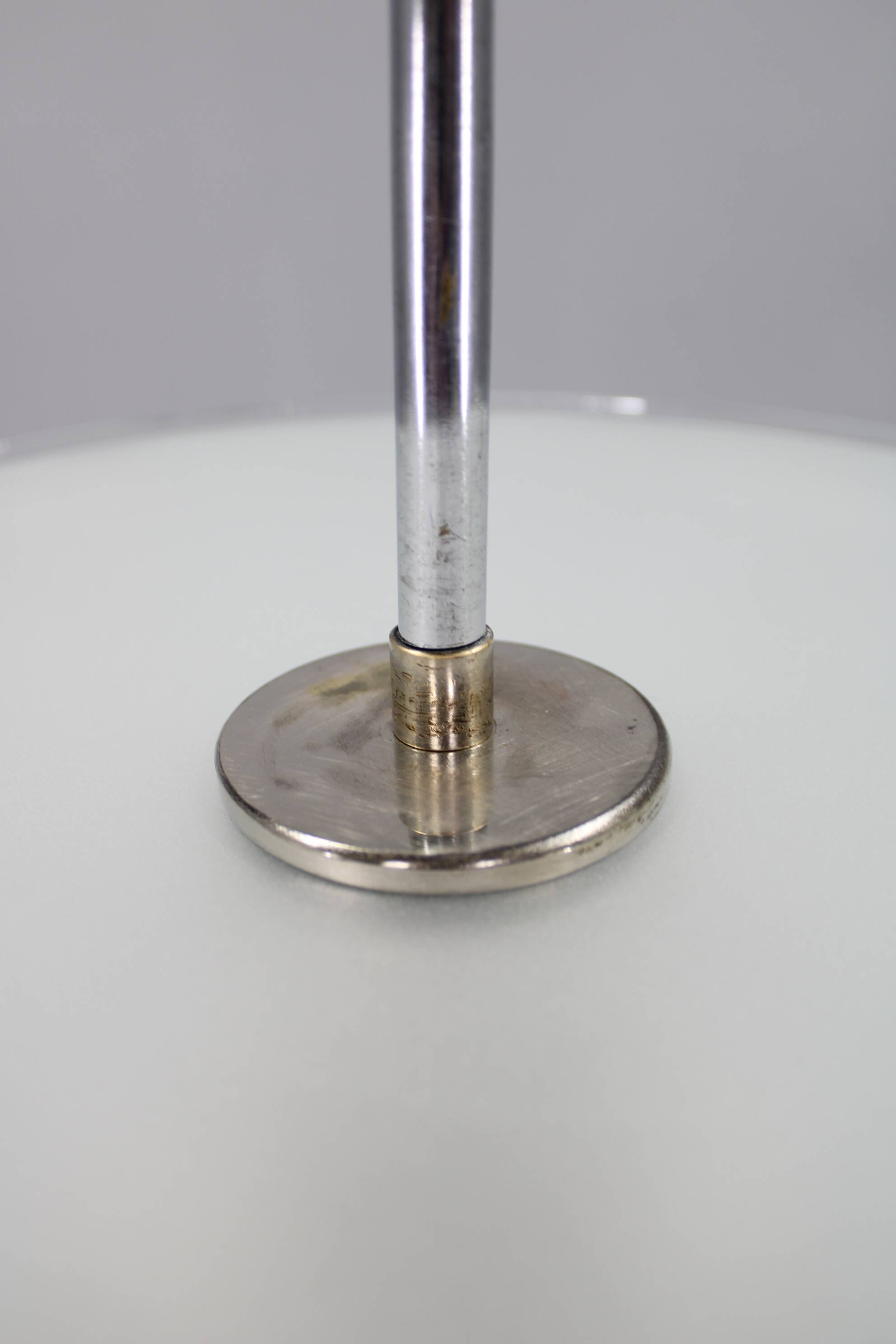 Chandelier en chrome et verre Bauhaus des années 1930, Tchécoslovaquie