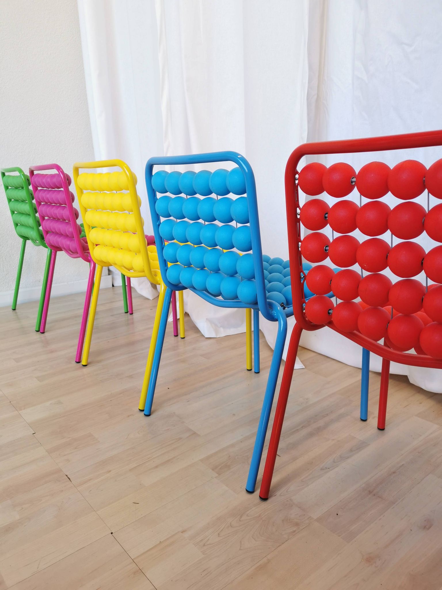Set of 5 Vintage Pop Art Kids Chairs: SLOG Croatia 1980s