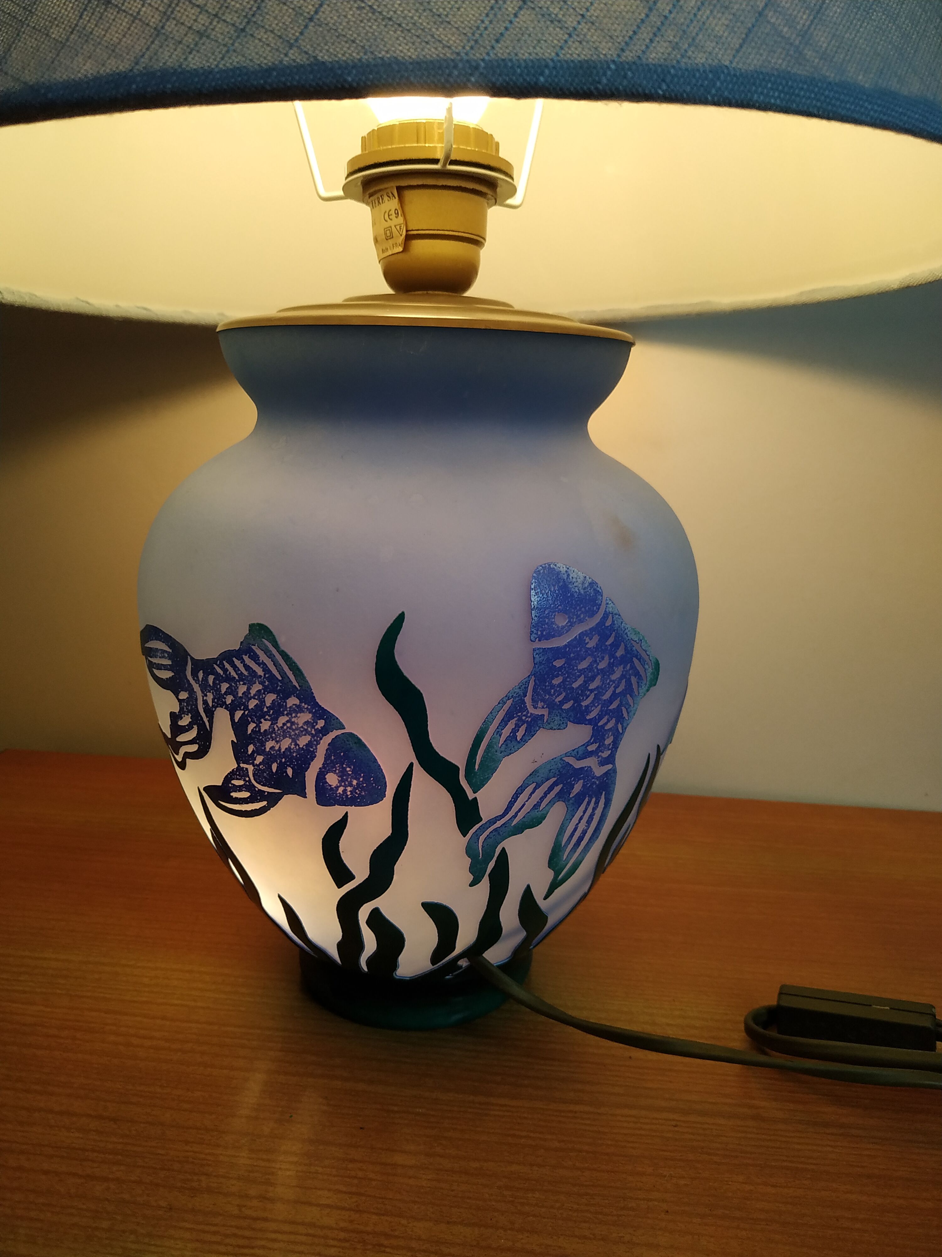 La Rochère glass paste lamp decorated at the seabed