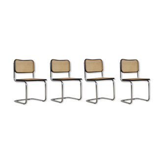 Set of 4 black dinning chairs B32 by Marcel Breuer