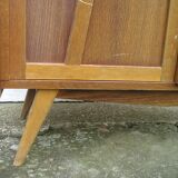 Chest of drawers with compass feet, 1 door and 6 drawers, 1960s