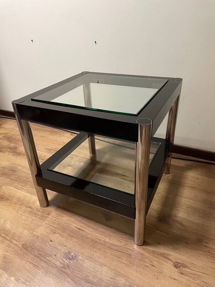 Modern coffee table with glass shelves, 1970s